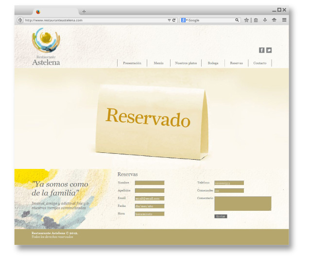 web del restaurante astelena